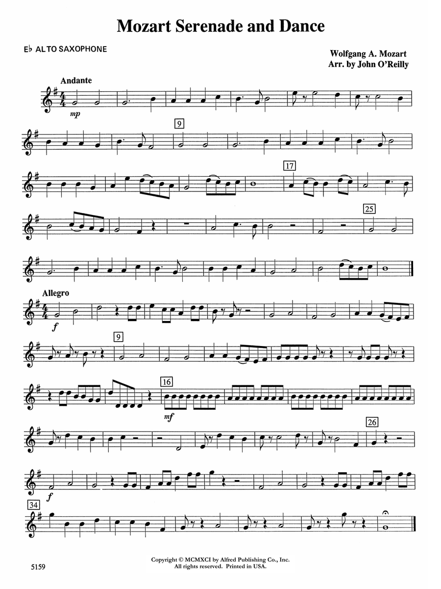 Mozart Serenade and Dance: E-flat Alto Saxophone
