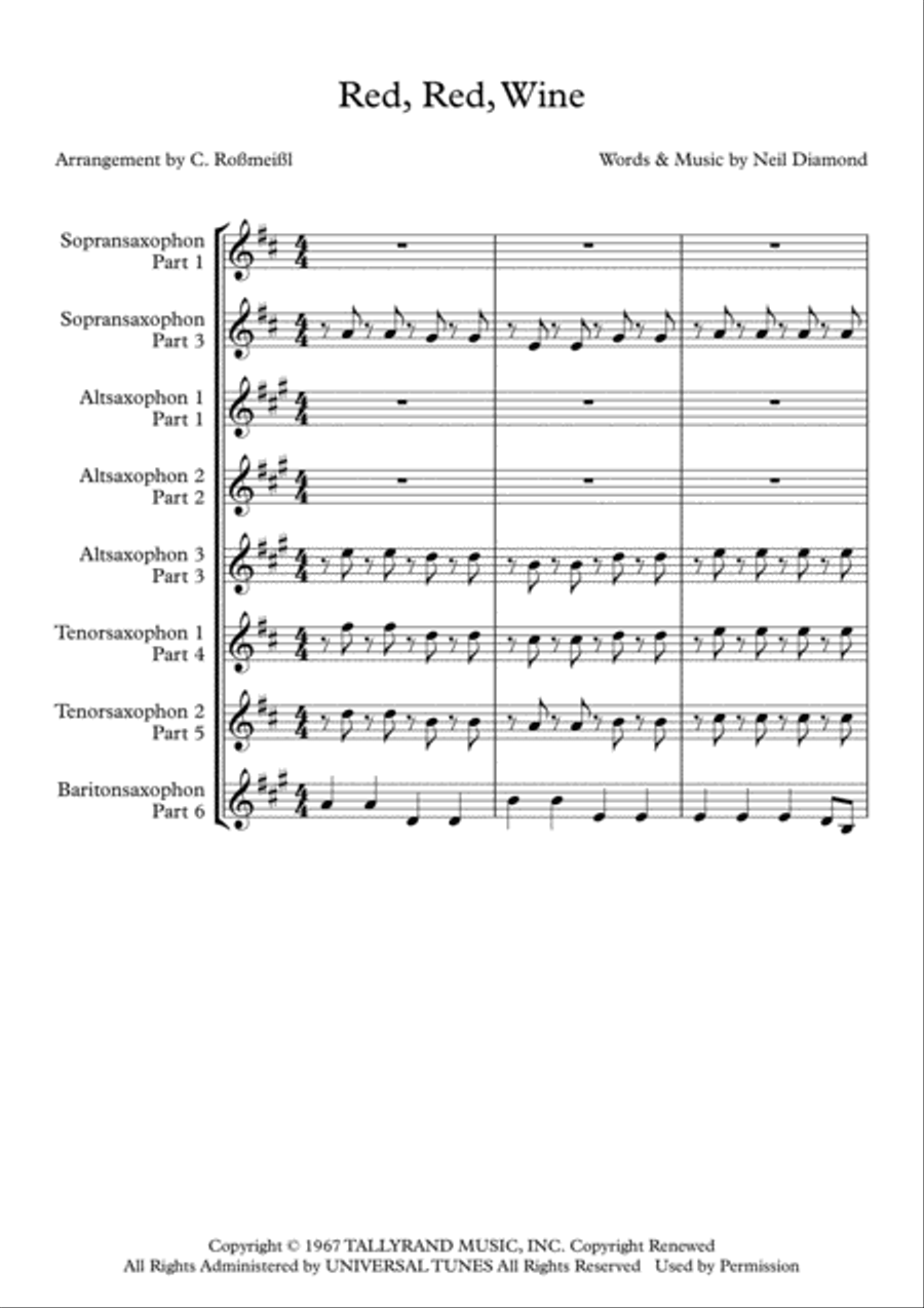 Red, Red Wine Woodwind Quintet scores gallery preview page 2