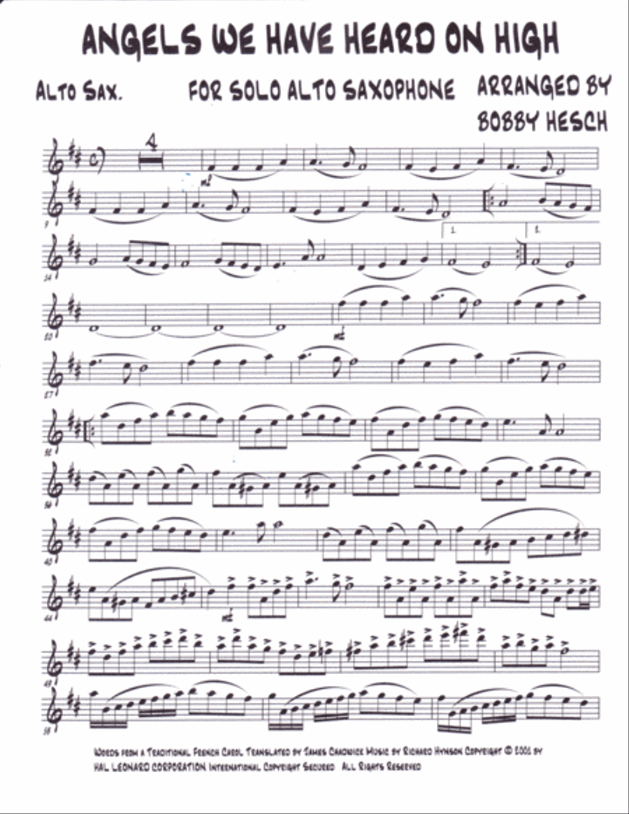 ANGELS WE HAVE HEARD ON HIGH for solo alto saxophone Alto Saxophone scores gallery preview page 2