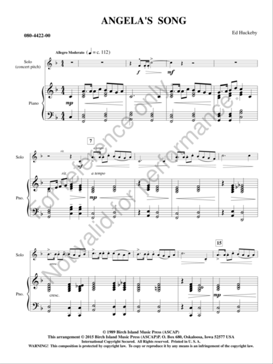 Angela's Song B-Flat Clarinet scores gallery preview page 2