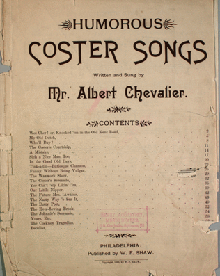 Humorous Coster Songs. Wot Cher! or, Knock'd 'Em in the Old Kent Road