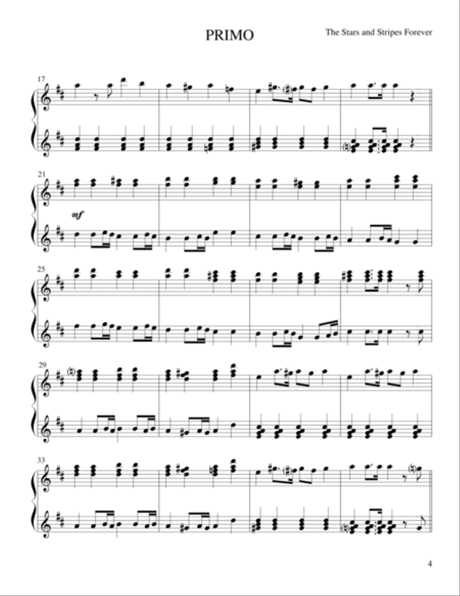 The Stars and Stripes Forever (1 Piano, 4 Hands) 1 Piano, 4-Hands scores gallery preview page 5