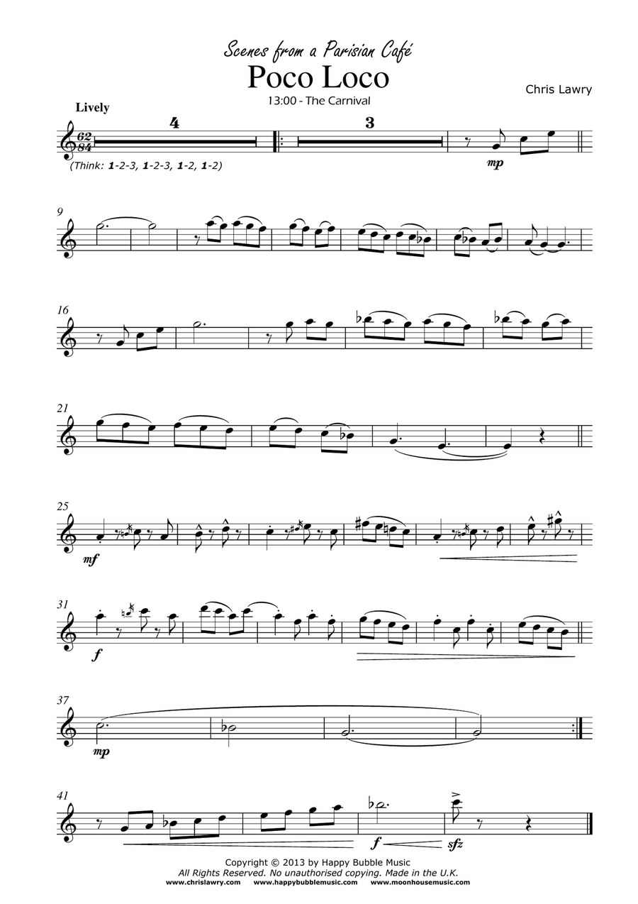 Poco Loco - for Bb Clarinet & Piano (from Scenes from a Parisian Cafe) B-Flat Clarinet scores gallery preview page 2