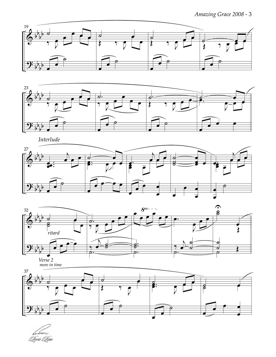 Amazing Grace Piano Solo scores gallery preview page 3