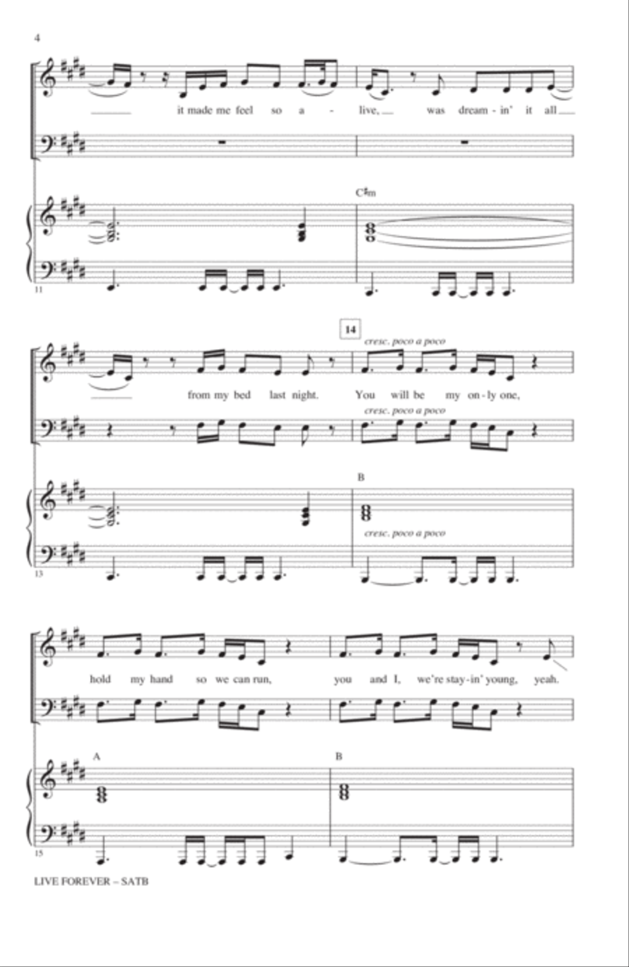 Live Forever (arr. Roger Emerson) 4-Part scores gallery preview page 3