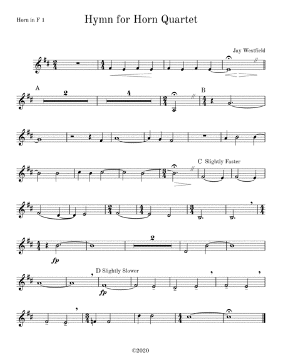 Hymn for Horn Quartet French Horn Quartet scores gallery preview page 4