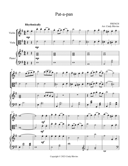 Pat-a-pan, for Violin, Viola and Piano image number null