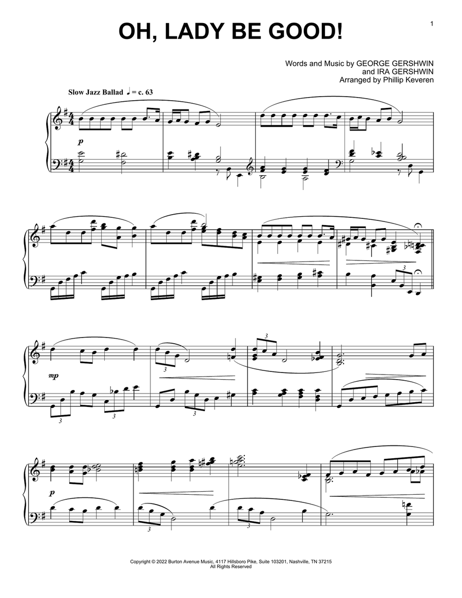 Oh, Lady Be Good! (arr. Phillip Keveren) Piano Solo scores gallery preview page 1