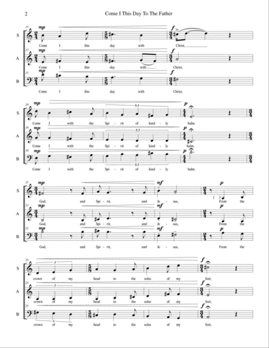 Come I This Day To The Father - SABar 3-Part scores gallery preview page 2
