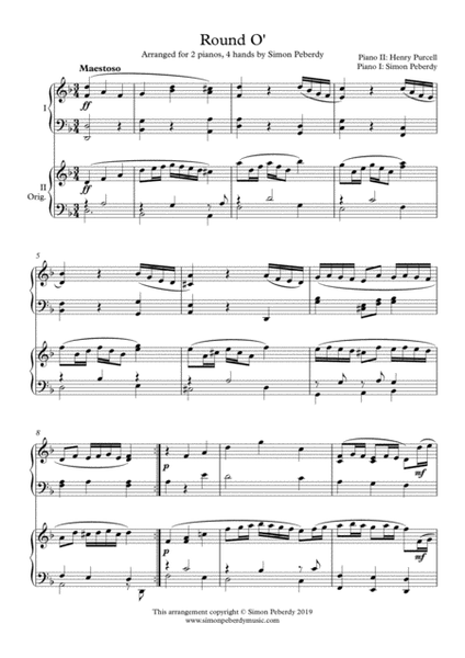 Round O' (H. Purcell) arranged for 2 pianos, 4 hands by Simon Peberdy image number null
