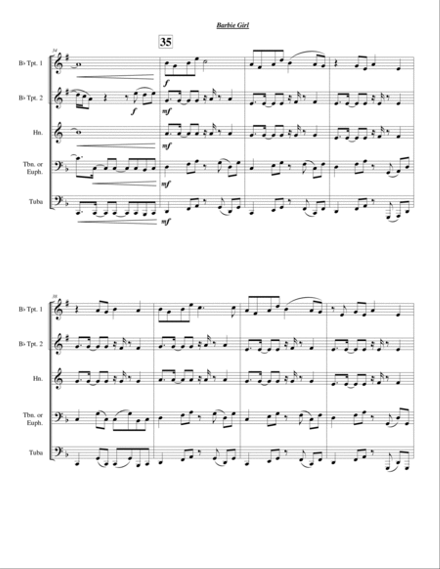 Barbie Girl Chamber Music scores gallery preview page 5