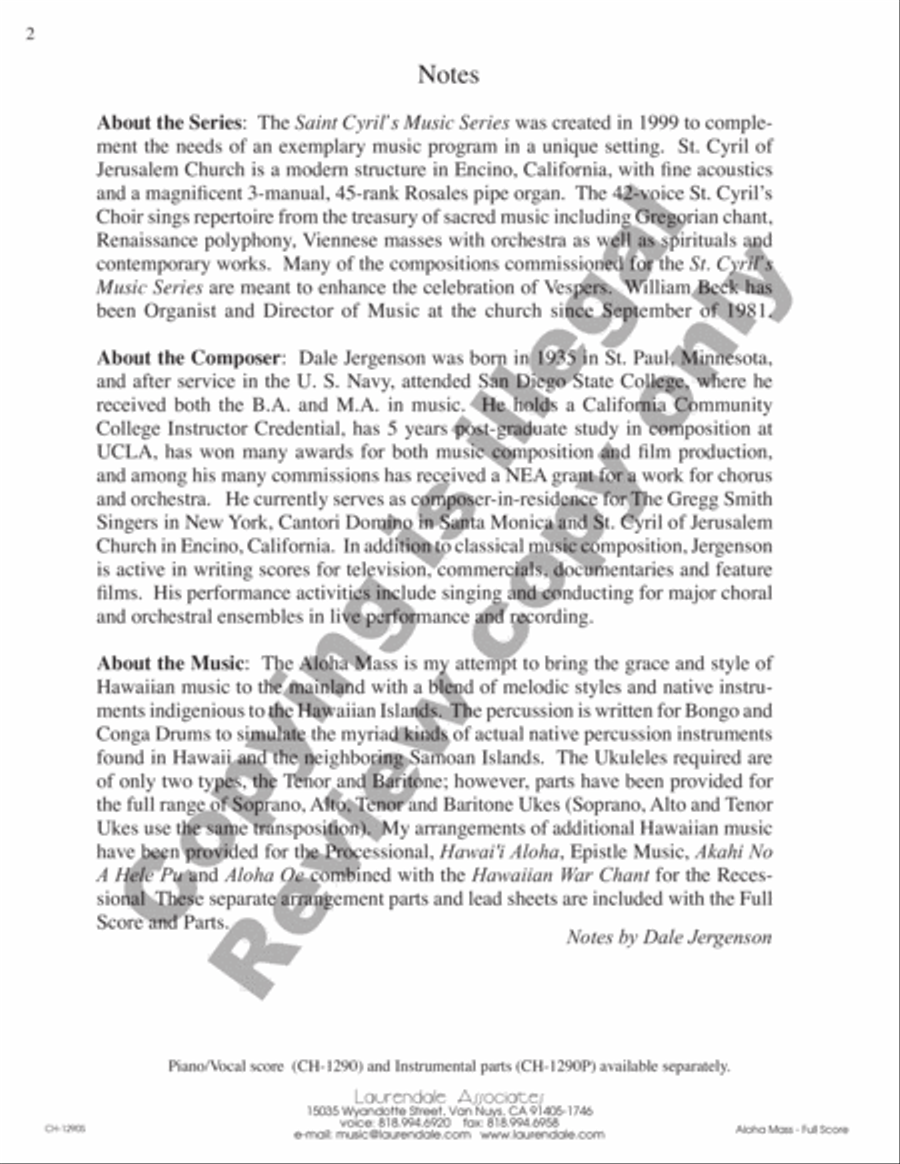 Aloha Mass (Full Score) Choir scores gallery preview page 2