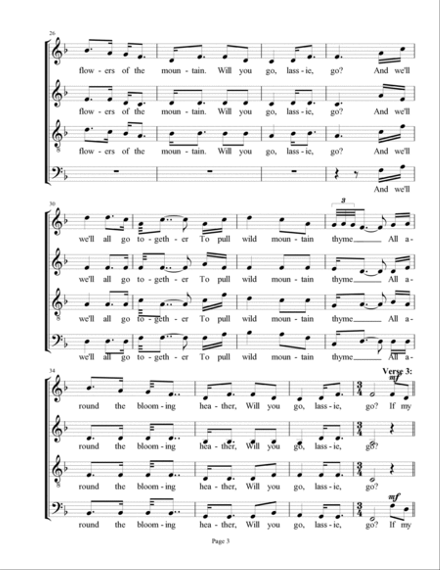Will ye go, lassie, go? 4-Part scores gallery preview page 3