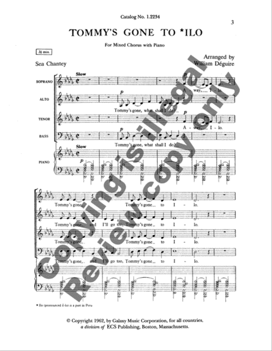Tommy's Gone to Ilo 4-Part scores gallery preview page 6