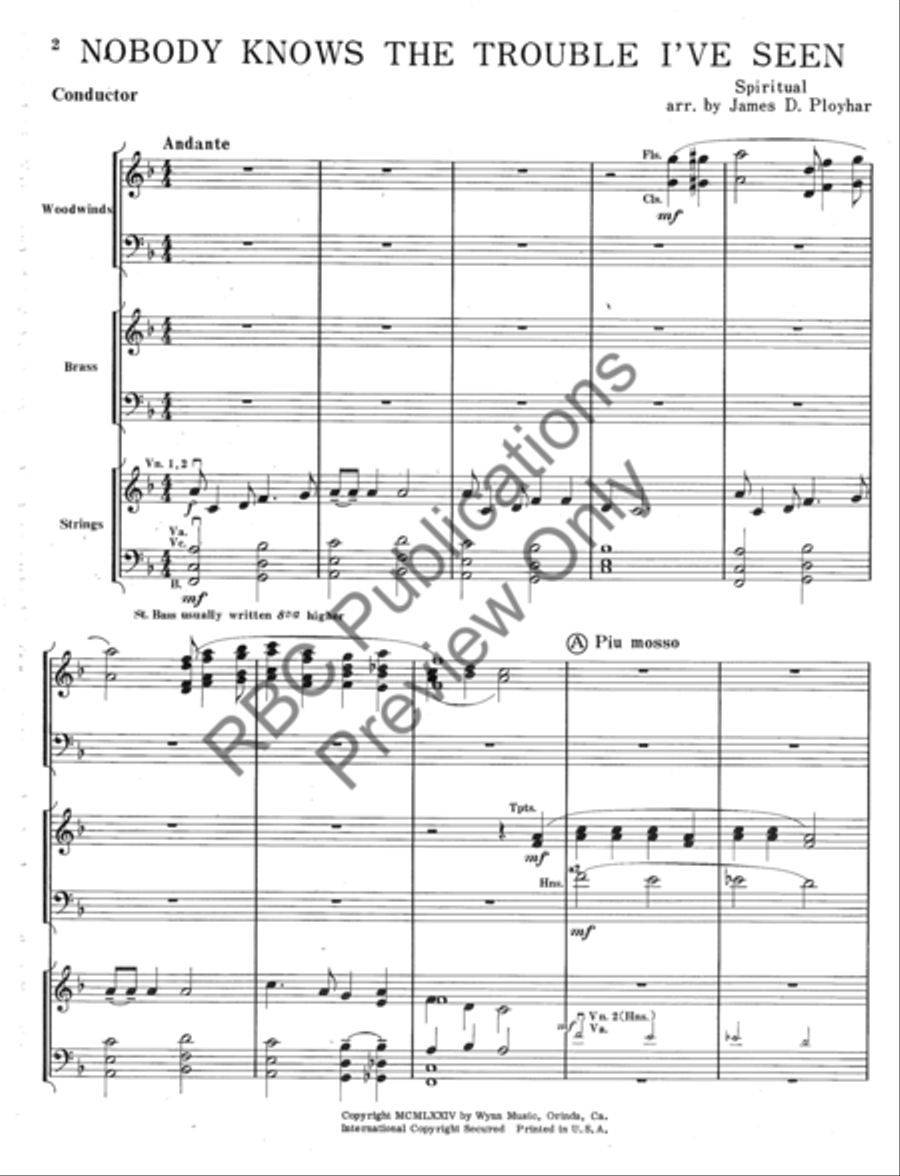Nobody Knows The Trouble I'Ve Seen Full Orchestra scores gallery preview page 3