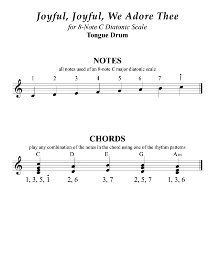 Joyful, Joyful, We Adore Thee (for 8-note C major diatonic scale Tongue Drum) Percussion scores gallery preview page 4
