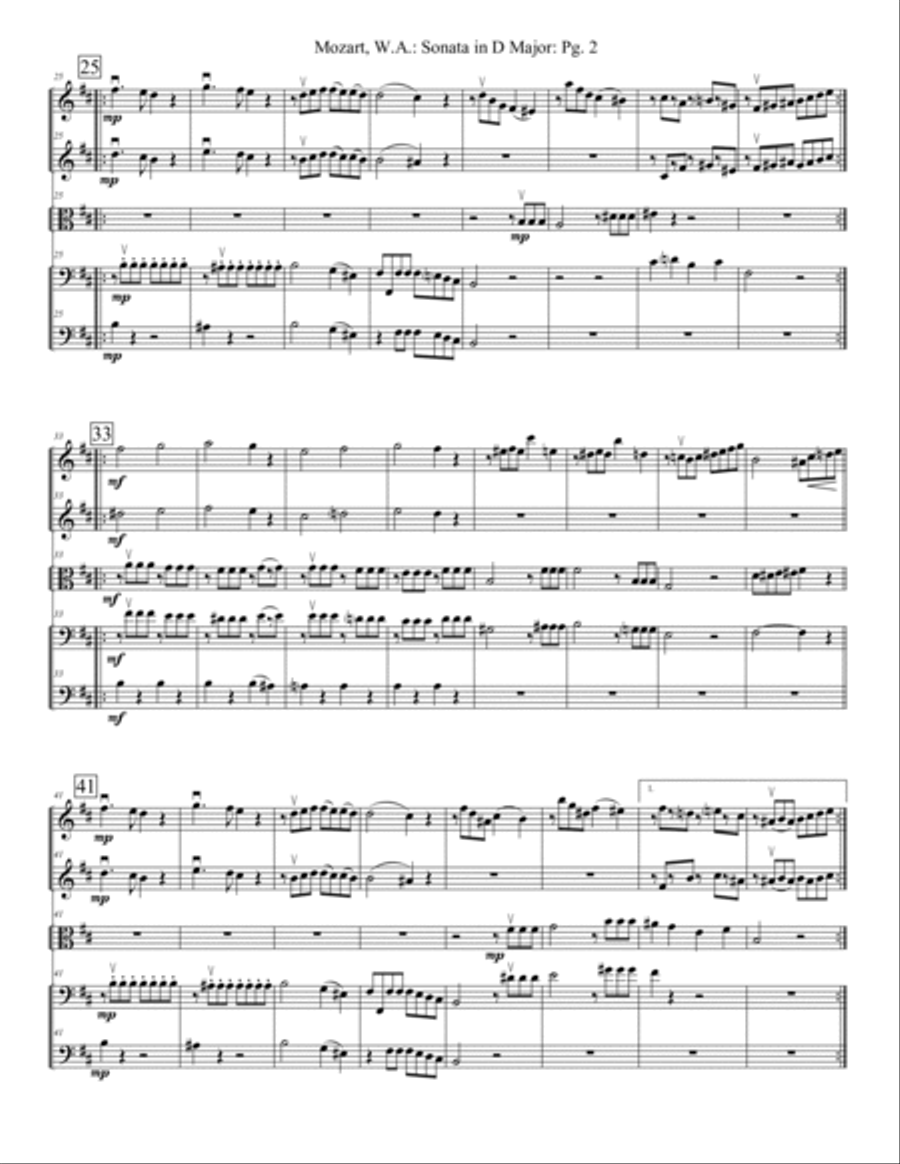 Sonata in D Major K.570 String Orchestra scores gallery preview page 2