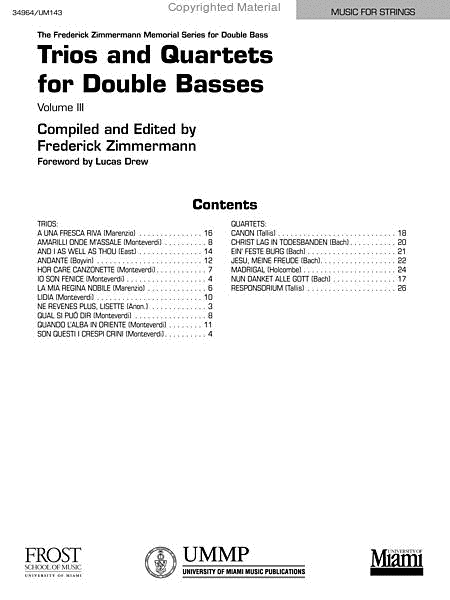 Trios and Quartets for Double Basses, Volume 3