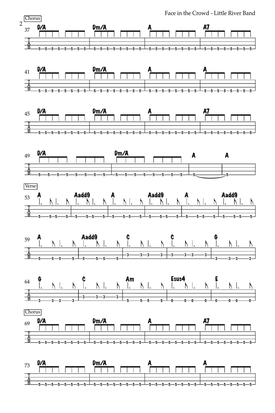 Face In The Crowd Face In The Crowd Guitar Tablature scores gallery preview page 2