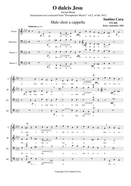O dulcis Jesu - Sacred motet for Male choir a cappella image number null