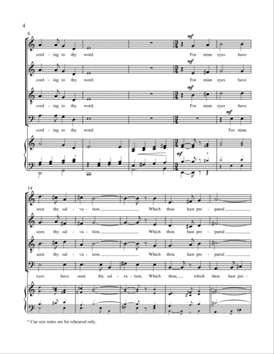 Nunc Dimittis (Now Let Thy Servant Depart in Peace) 4-Part scores gallery preview page 4