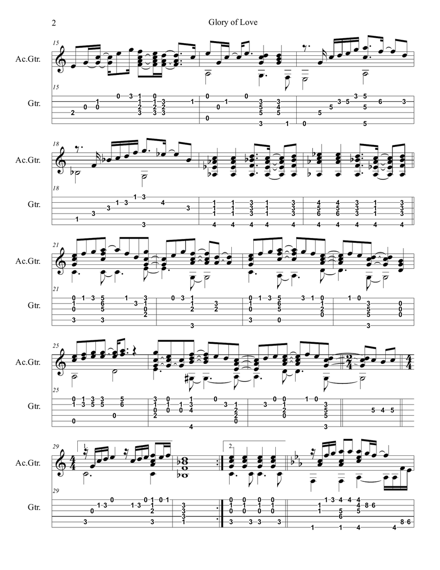 Glory Of Love Glory Of Love Acoustic Guitar scores gallery preview page 2