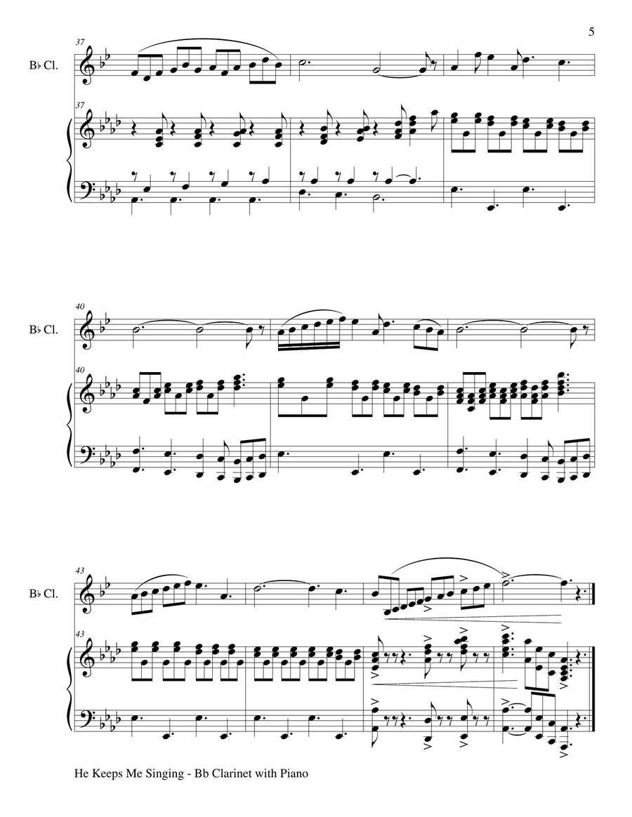 3 GOSPEL HYMN FAVORITES (For Bb Clarinet & Piano with Score/Parts) B-Flat Clarinet scores gallery preview page 6