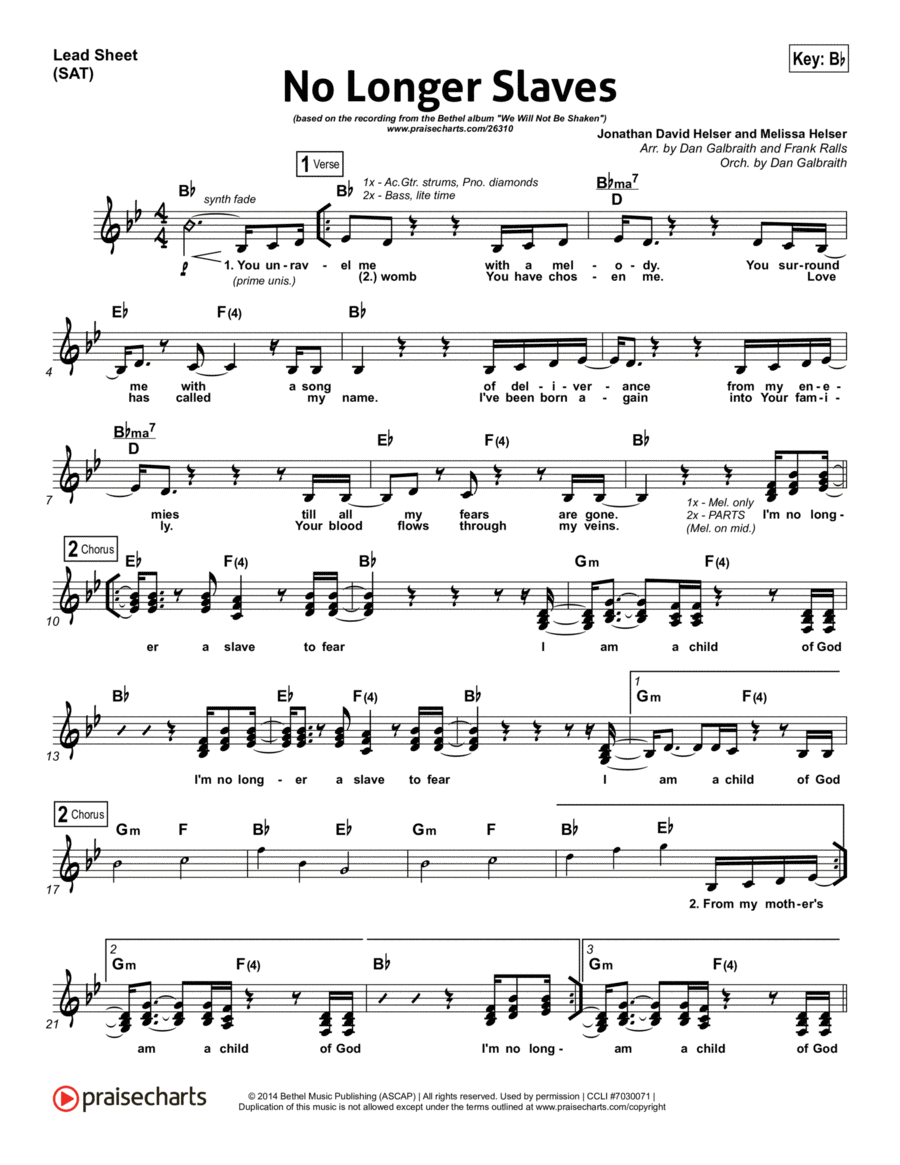 No Longer Slaves No Longer Slaves Piano scores gallery preview page 1