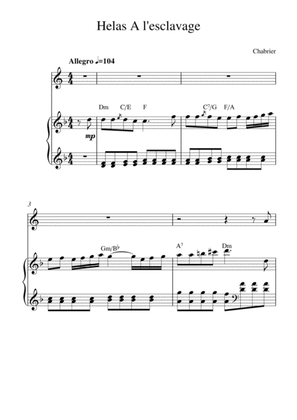 Helas! A l'esclavage (from Le roi malgré lui) (horn solo and piano accompaniment)