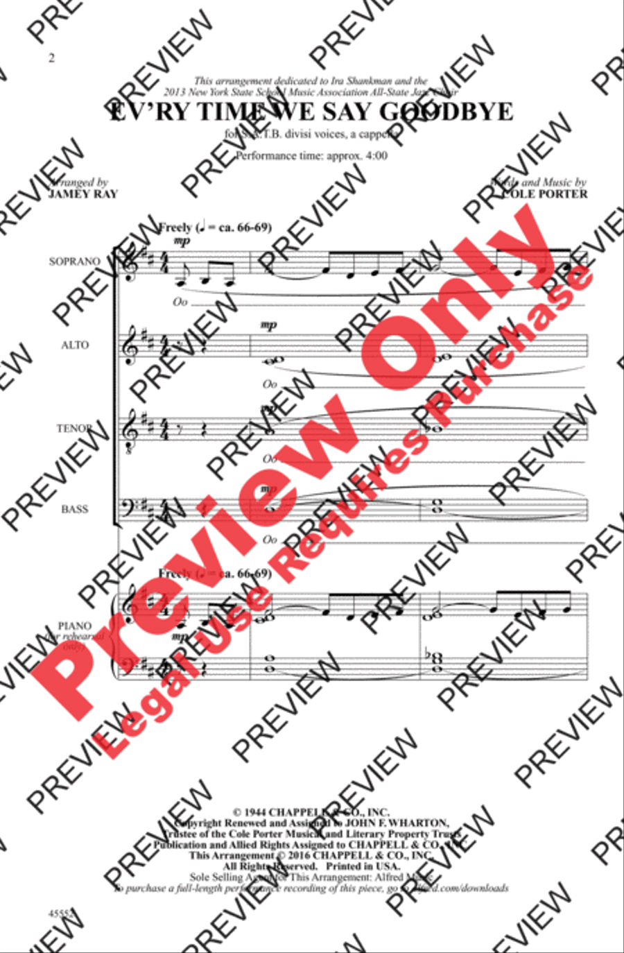 Ev'ry Time We Say Goodbye 4-Part scores gallery preview page 2