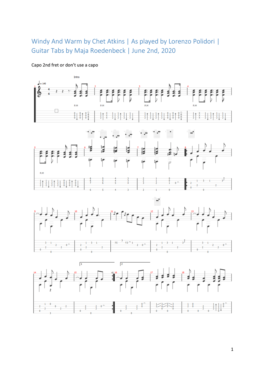 Windy And Warm Electric Guitar scores gallery preview page 1
