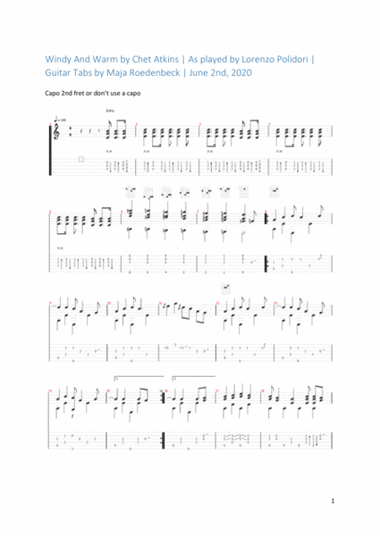 Windy And Warm by Chet Atkins Electric Guitar - Digital Sheet Music