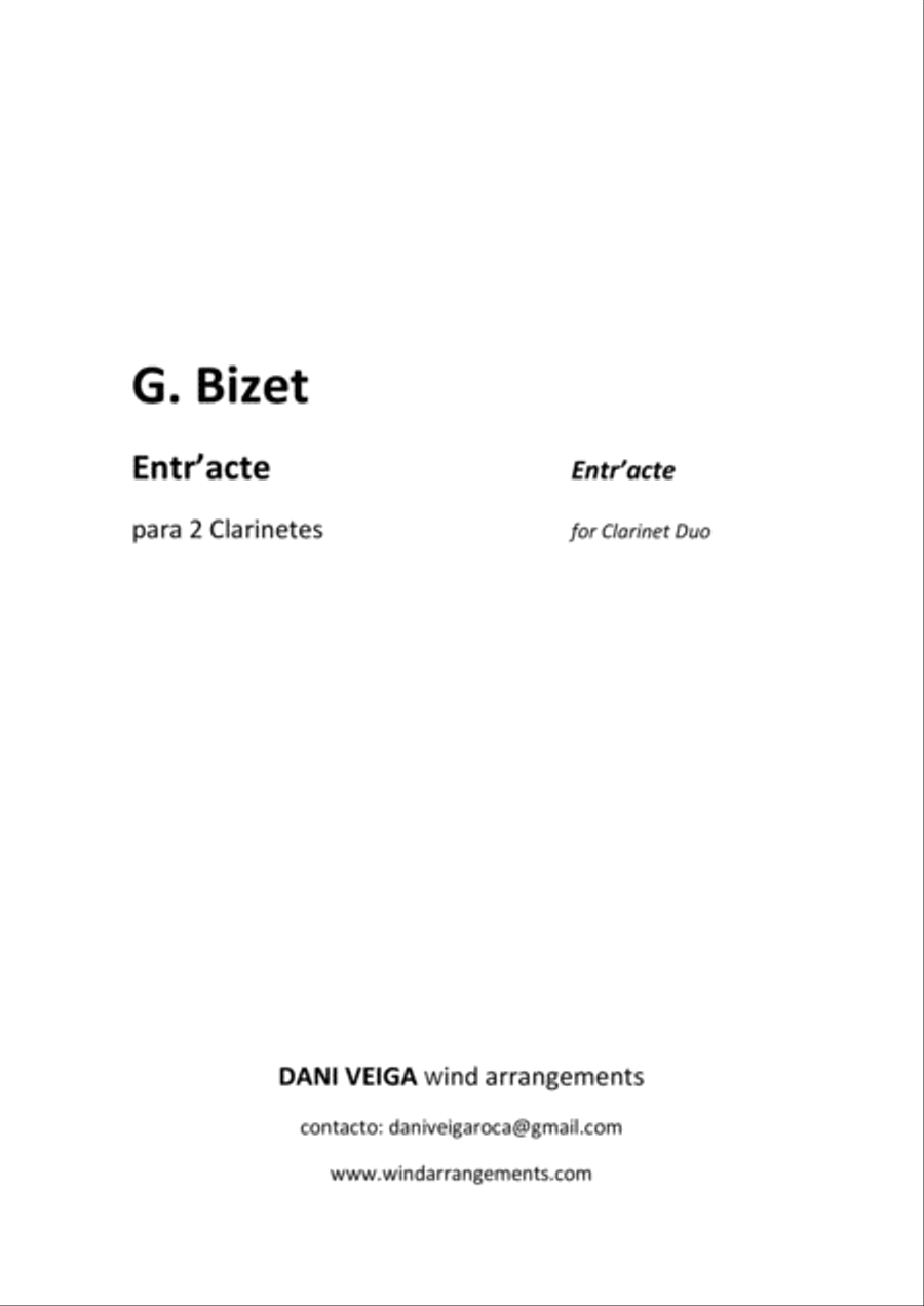 Carmen Entr'acte for 2 Clarinets Clarinet Duet scores gallery preview page 2