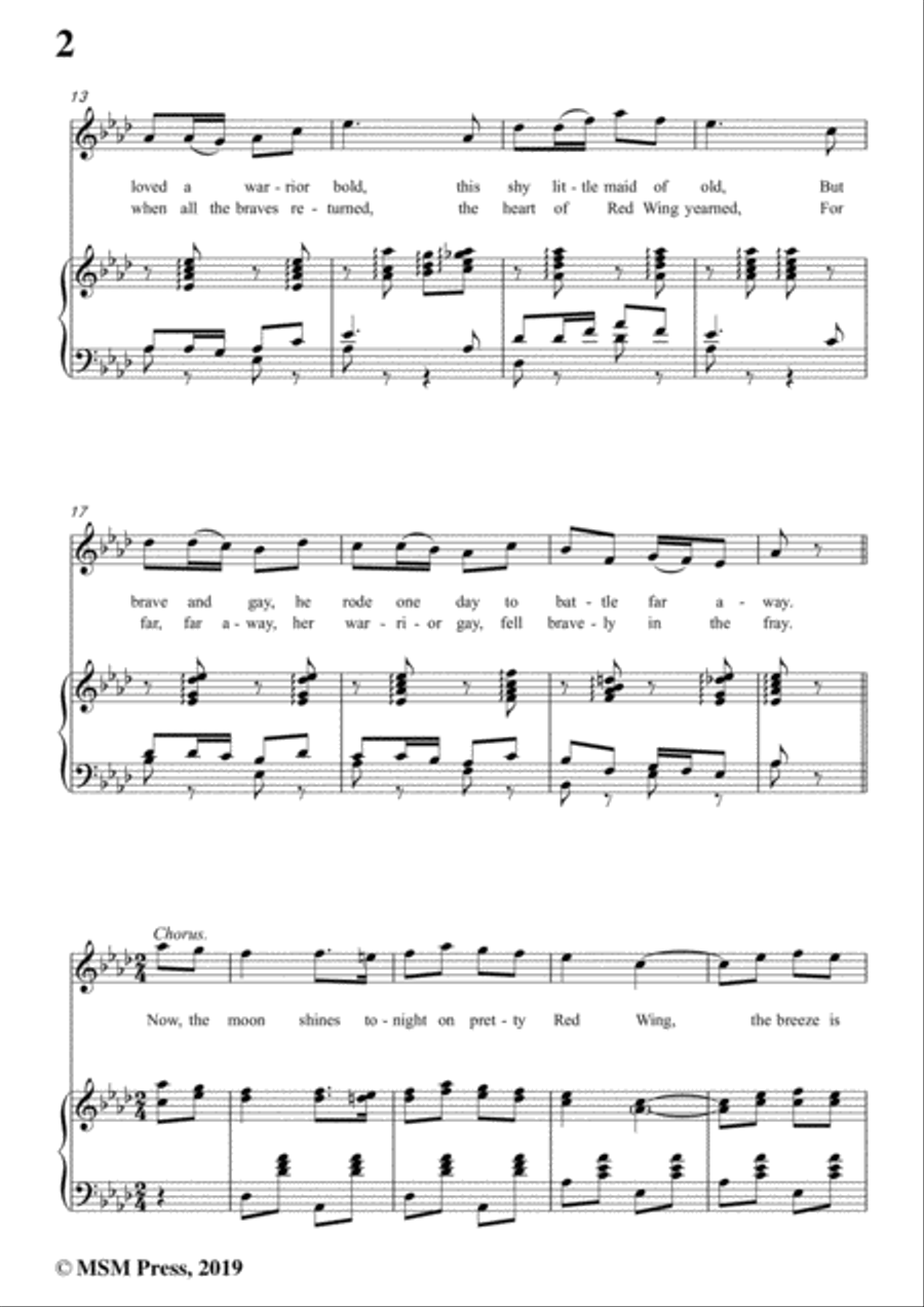 Kerry Mills-Red Wing,in A flat Major,for Voice&Piano Voice scores gallery preview page 4