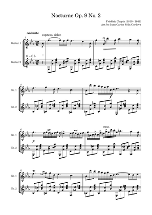 Nocturne No. 2 Op. 9 in E-flat major for 2 guitars