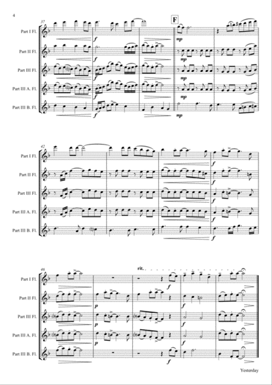 Yesterday Woodwind Quartet scores gallery preview page 4