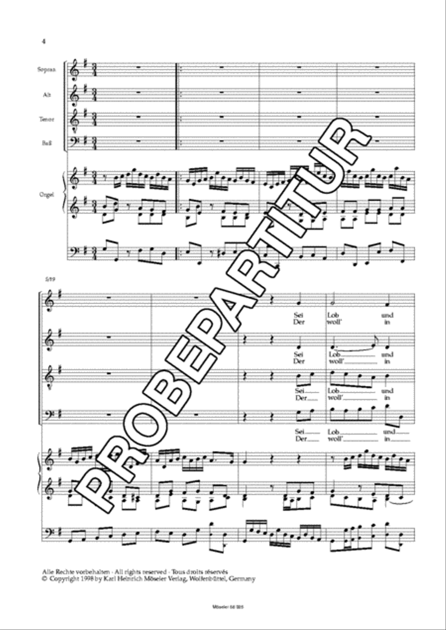 Sei Lob und Preis mit Ehren BWV 167 4-Part scores gallery preview page 5