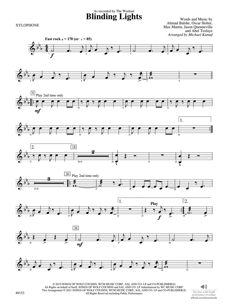 Blinding Lights: Mallets Blinding Lights: Mallets Concert Band scores gallery preview page 1