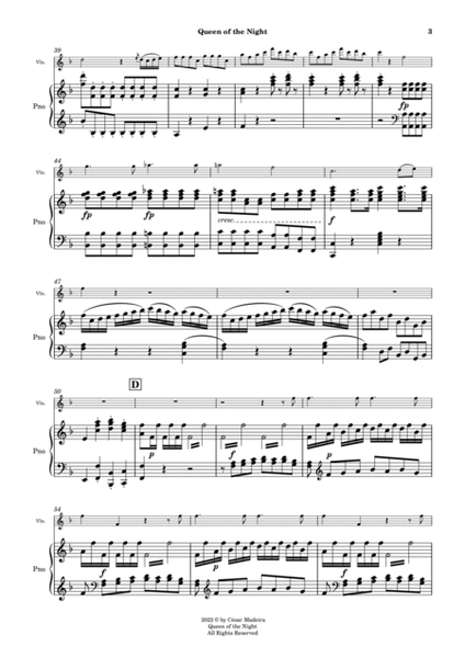 Queen of the Night Aria - Violin and Piano (Full Score and Parts) image number null