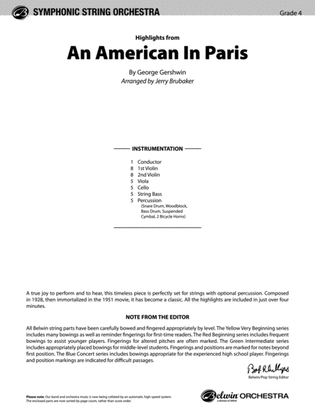 An American in Paris, Highlights from: Score