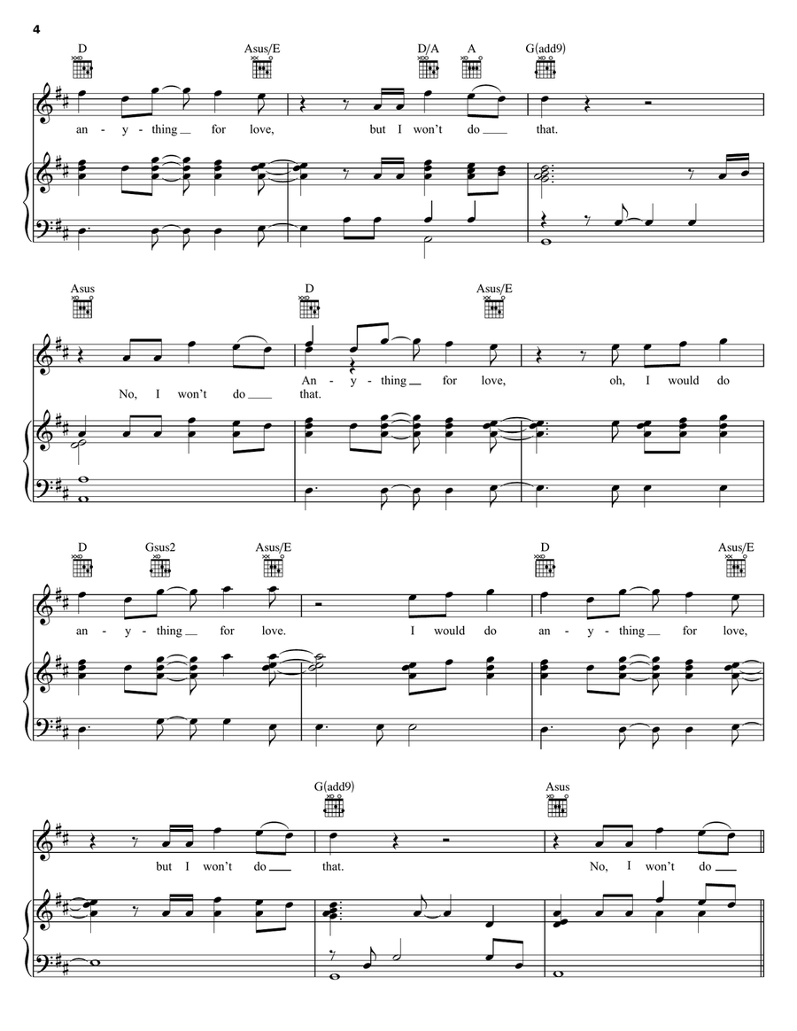 I'd Do Anything For Love (But I Won't Do That) Acoustic Guitar scores gallery preview page 4