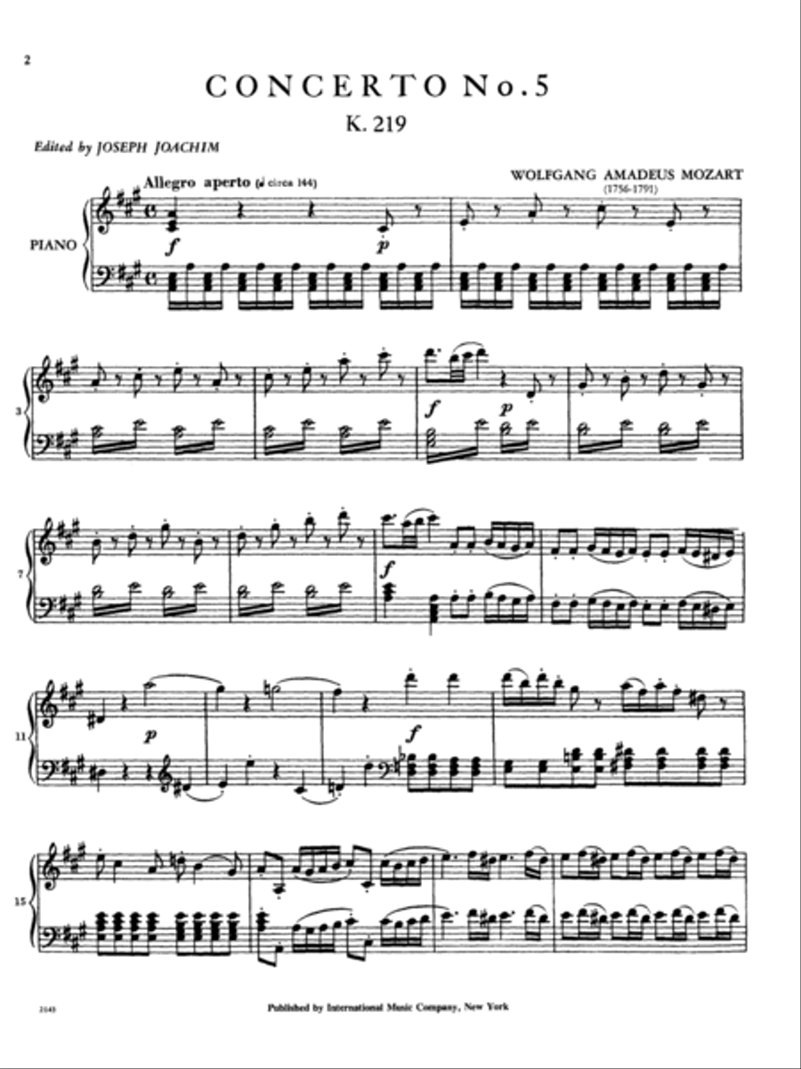 Concerto No. 5 in A major, K. 219 (with Cadenzas by Joseph Joachim) Violin Solo scores gallery preview page 2
