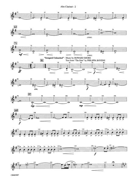 The Lord of the Rings: The Two Towers, Symphonic Suite from: E-flat Alto Clarinet