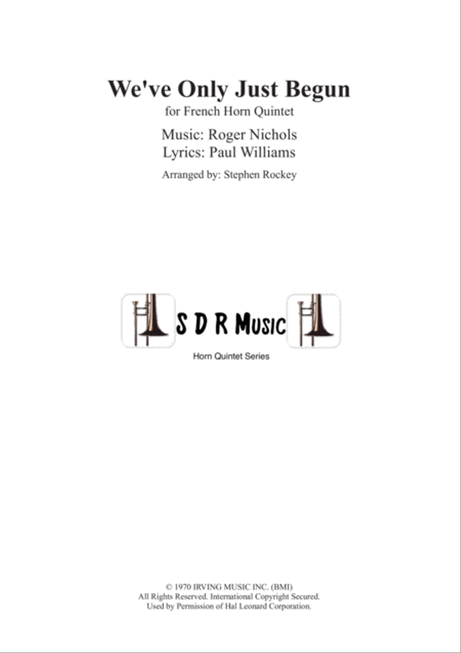 We've Only Just Begun Brass Ensemble scores gallery preview page 1