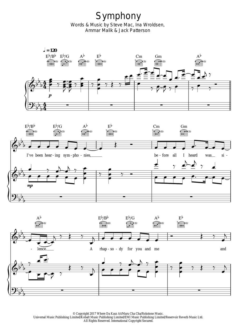 Symphony (featuring Zara Larsson) Piano, Vocal scores gallery preview page 1