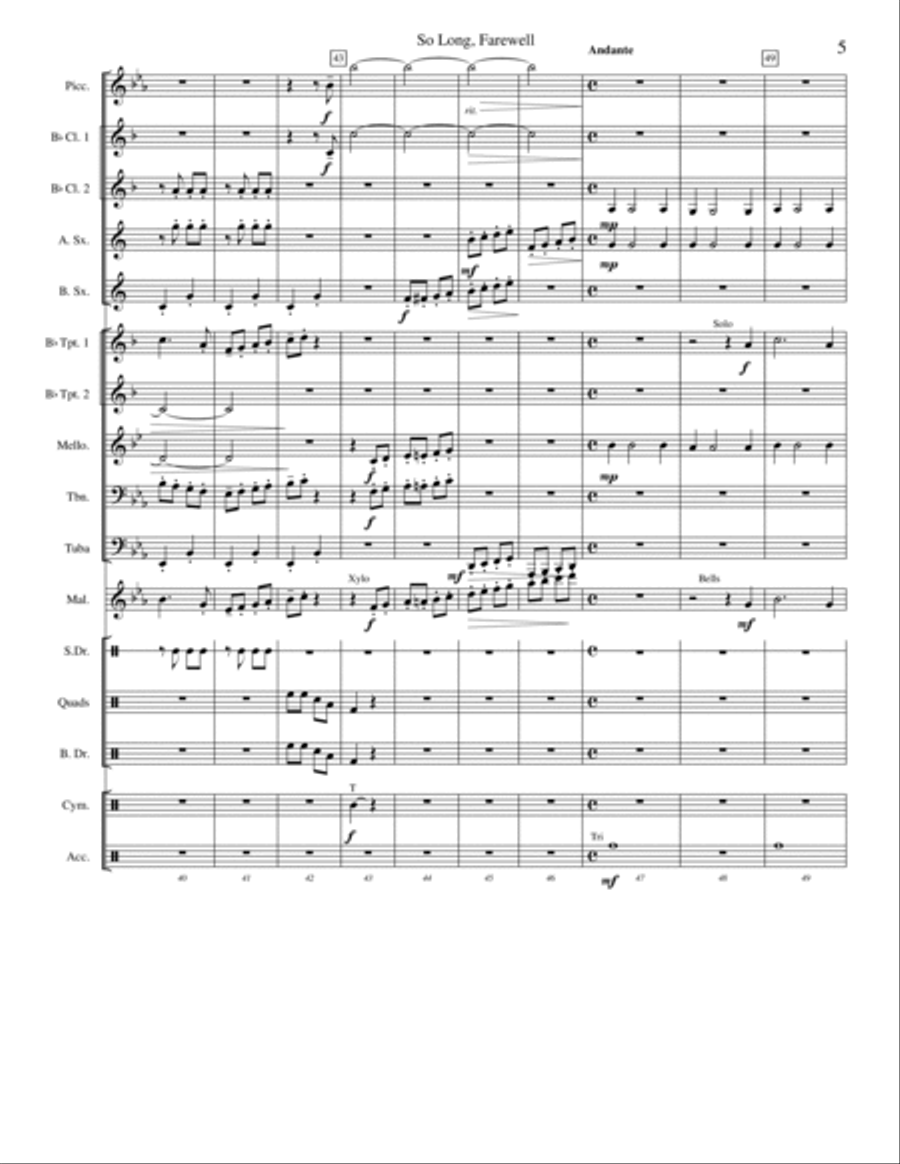 So Long, Farewell Marching Band scores gallery preview page 5
