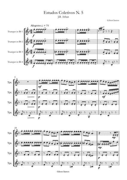 Collective Studies N. 5 of the Method for Trumpet J.B. Arban. Estudos Coletivos N. 5 J.B. Arban image number null