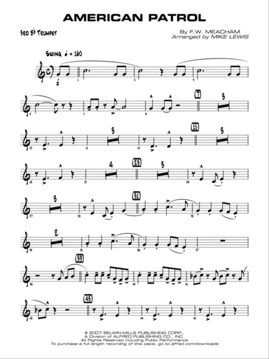 American Patrol: 3rd B-flat Trumpet Jazz Ensemble scores gallery preview page 1