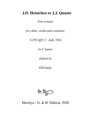 Book cover for Trio sonata S.258 (QV 2 Anh. 15b) for oboe, violin and continuo in C minor
