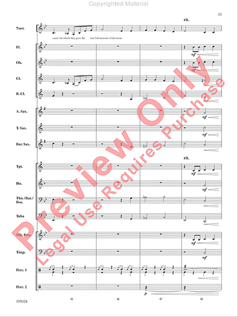 The Gettysburg Address Concert Band scores gallery preview page 14
